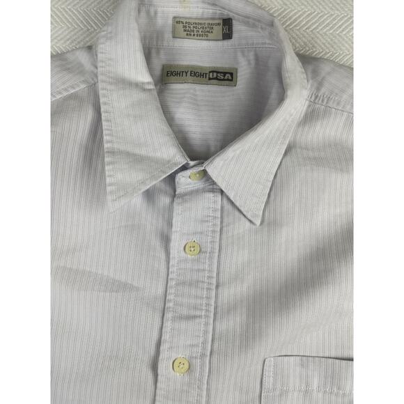 Eighty Eight USA Men's Short Sleeve Button Up Shirt XL  White Gray Striped - Picture 4 of 7